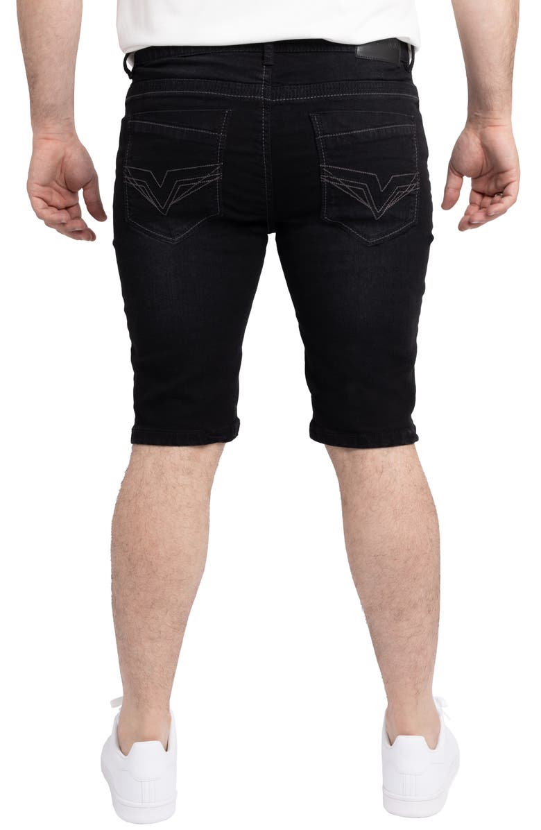 XRAY Cultura Saddle Stitch Straight Leg Denim Shorts, Alternate, color, Black Wash