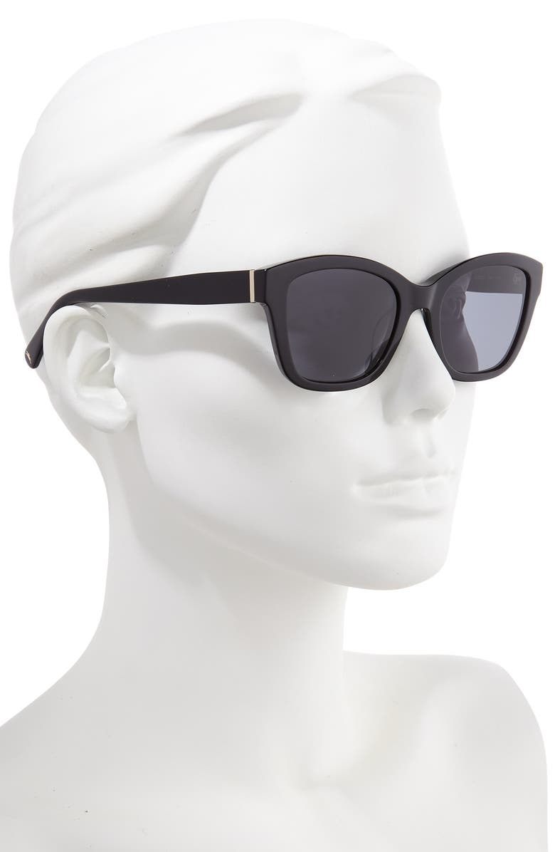 Longchamp Heritage 53mm Polarized Square Sunglasses, Alternate, color, Black
