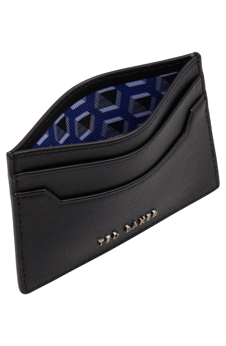 Ted Baker London Cavendish Pebbled Leather Cardholder, Alternate, color, Smooth Black