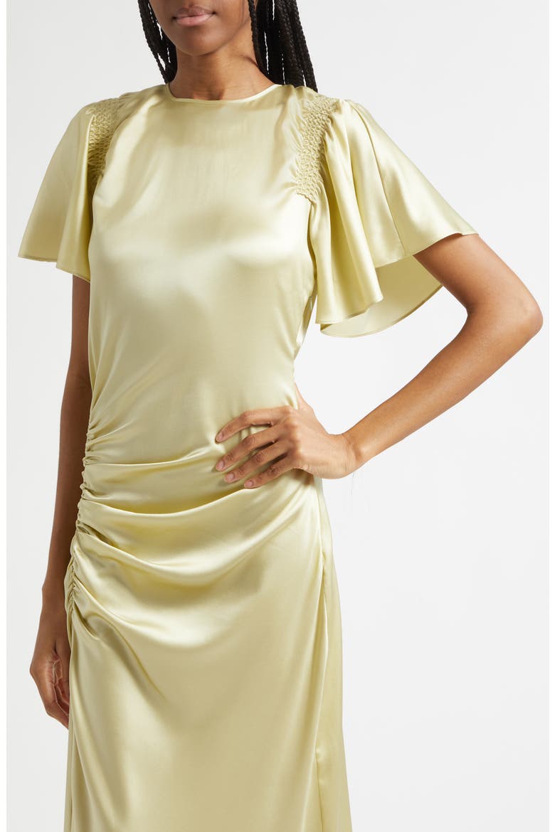 Huntleigh Side Ruched Silk Blend Gown, Alternate, color, PISTACHIO