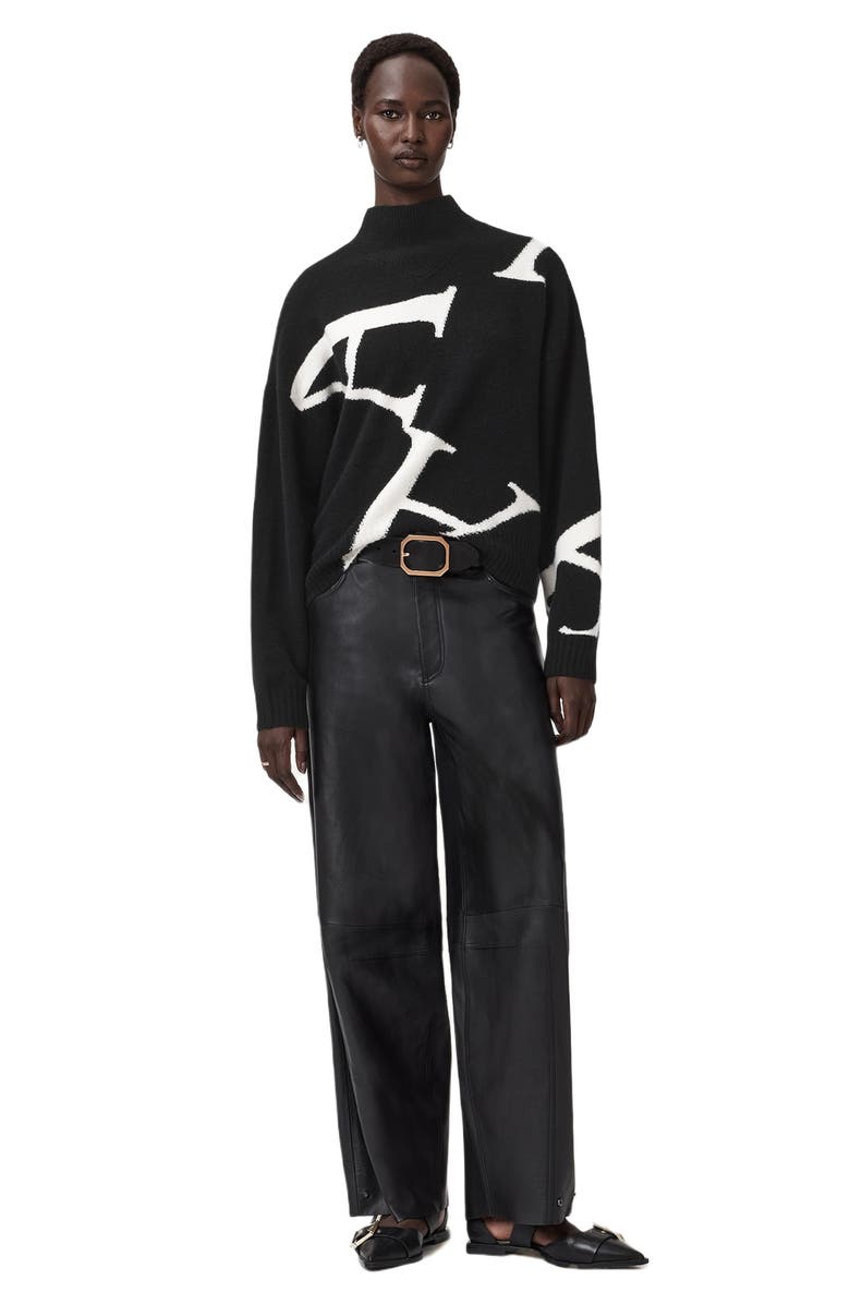 AllSaints A Star Turtleneck Sweater, Alternate, color, Black/ White