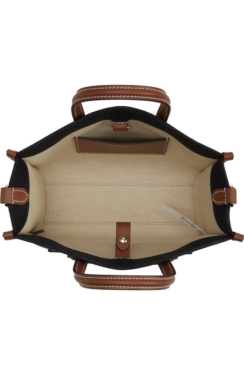 Burberry Mini Freya Horseferry Logo Canvas & Leather Tote, Alternate, color,