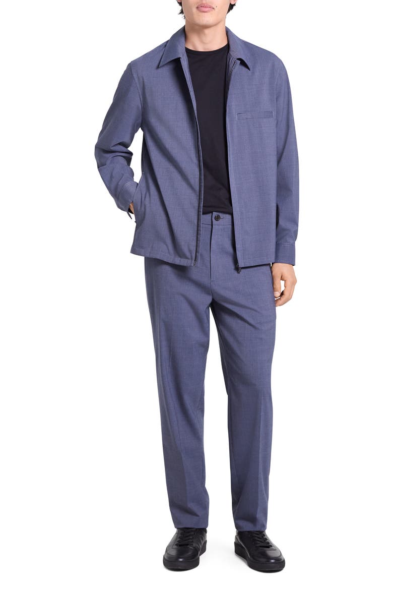 Wool Blend Zip Overshirt, Alternate, color, DUSK BLUE MELANGE - 2UD
