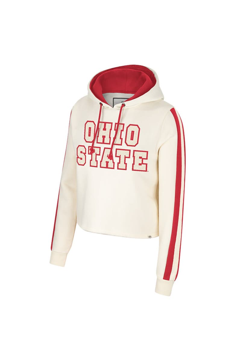 COLOSSEUM Women's Colosseum Cream Ohio State Buckeyes Perfect Date Cropped Pullover Hoodie, Alternate, color, 