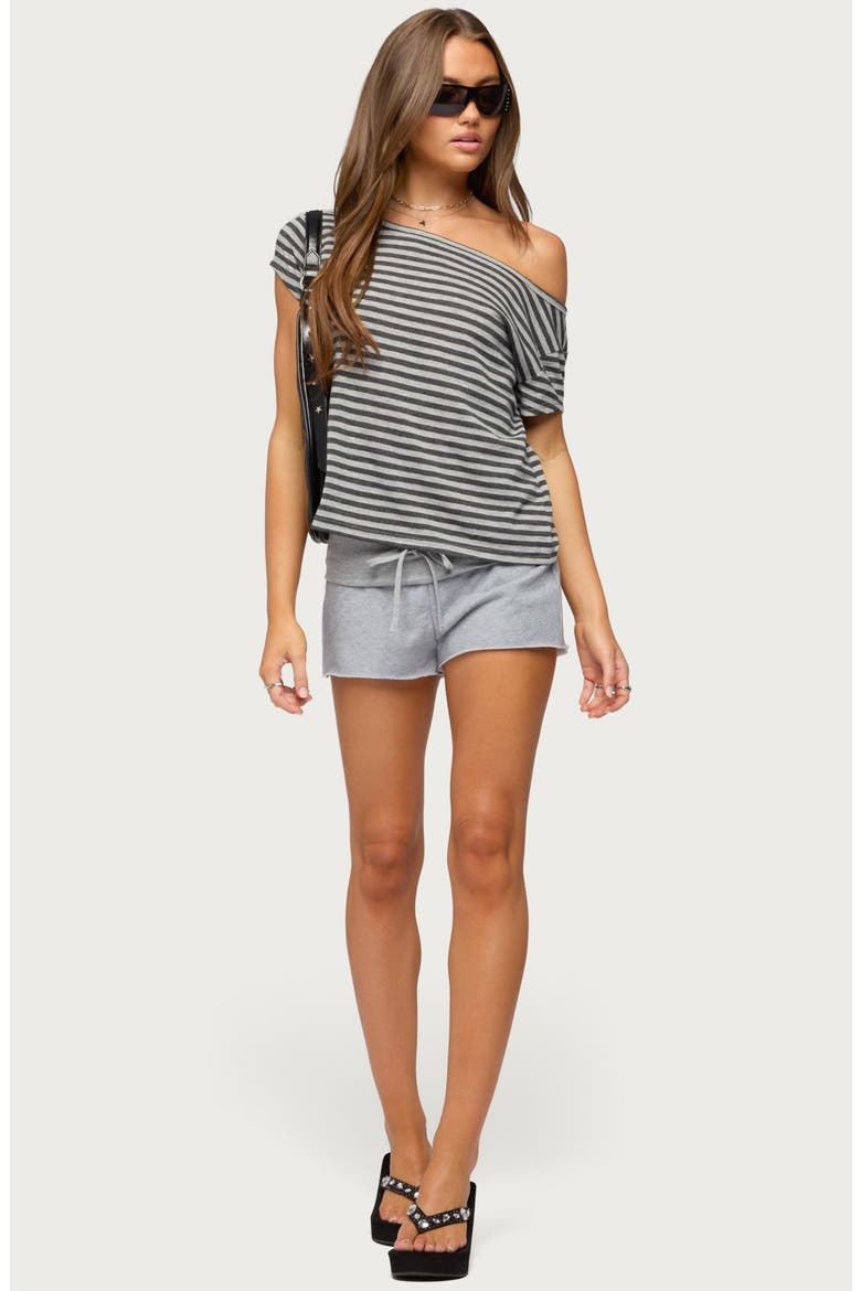 Briana Low Rise Foldover Drawstring Shorts, Alternate, color, GRAY-MELANGE
