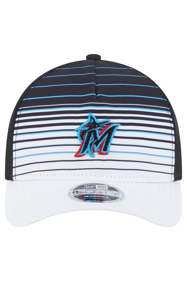 Men's New Era  Black Miami Marlins Gradient 9FORTY M-Crown Adjustable Hat, Alternate, color, Black