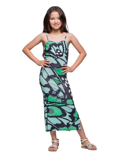 Butterfly Print Spaghetti Strap Maxi Dress