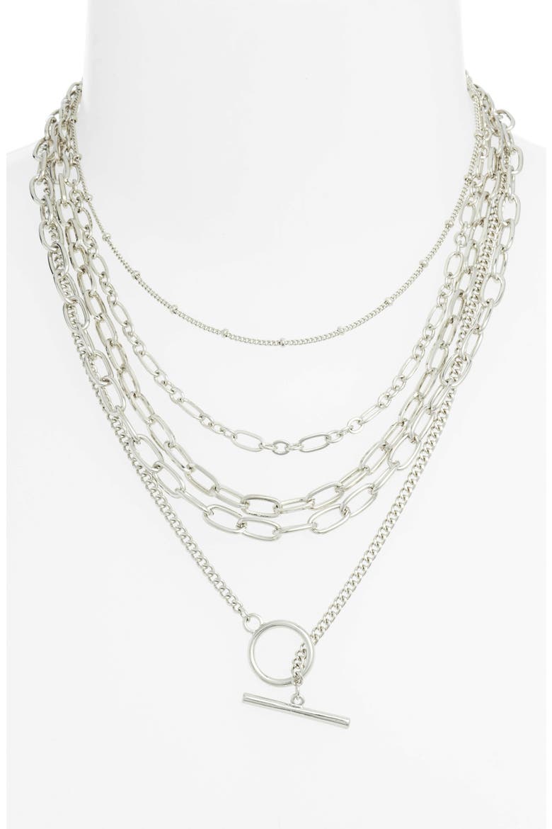 x Claudia Sulewski Layered Chain Necklace, Alternate, color, RHODIUM