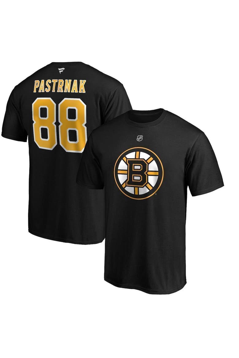 Men's Fanatics Branded David Pastrnak Black Boston Bruins Team Authentic Stack Name & Number T-Shirt, Main, color, BLACK