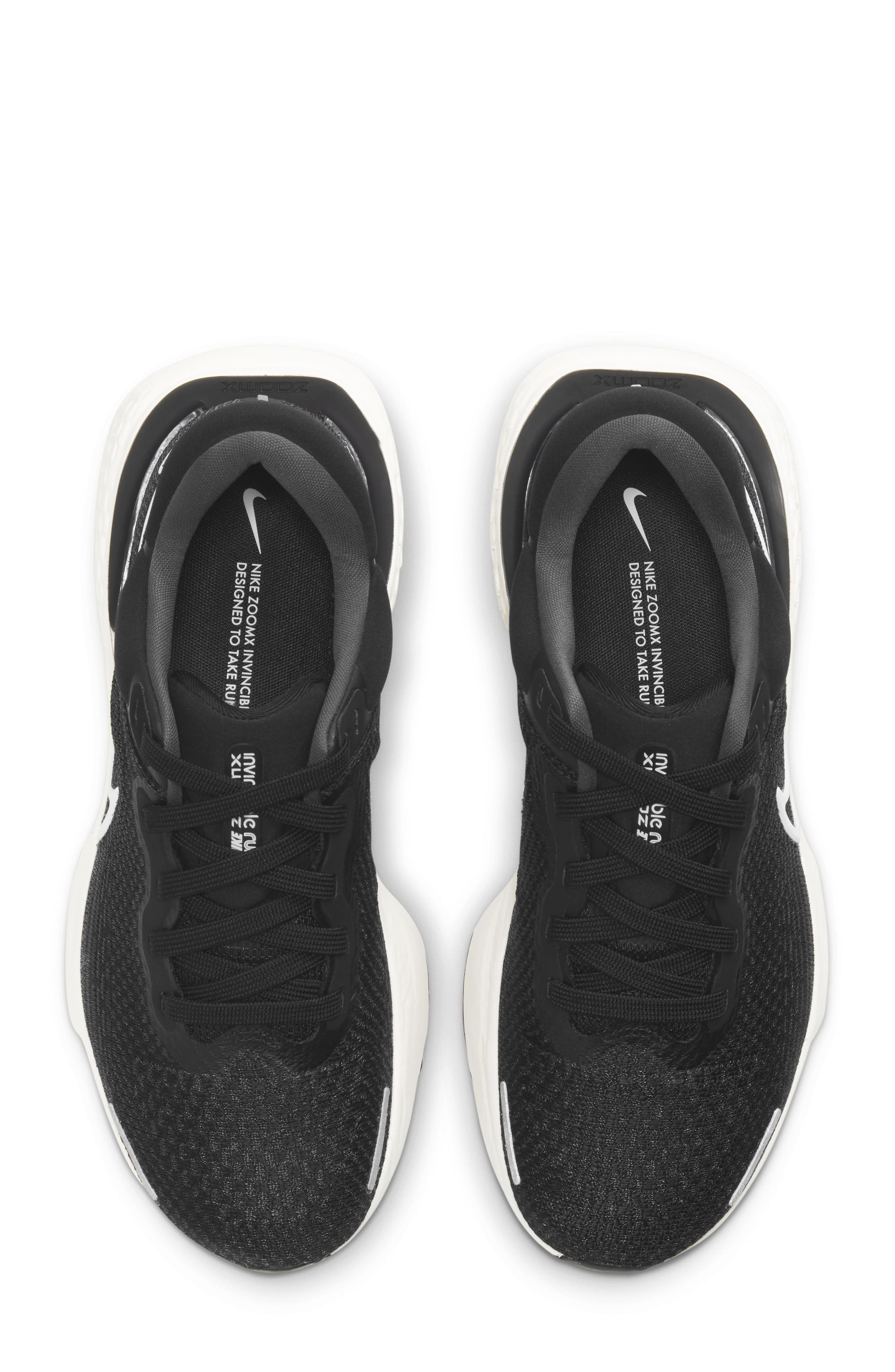 ZoomX Invincible Run Flyknit Running Shoe, Alternate, color, BLACK/ WHITE/ IRON GREY