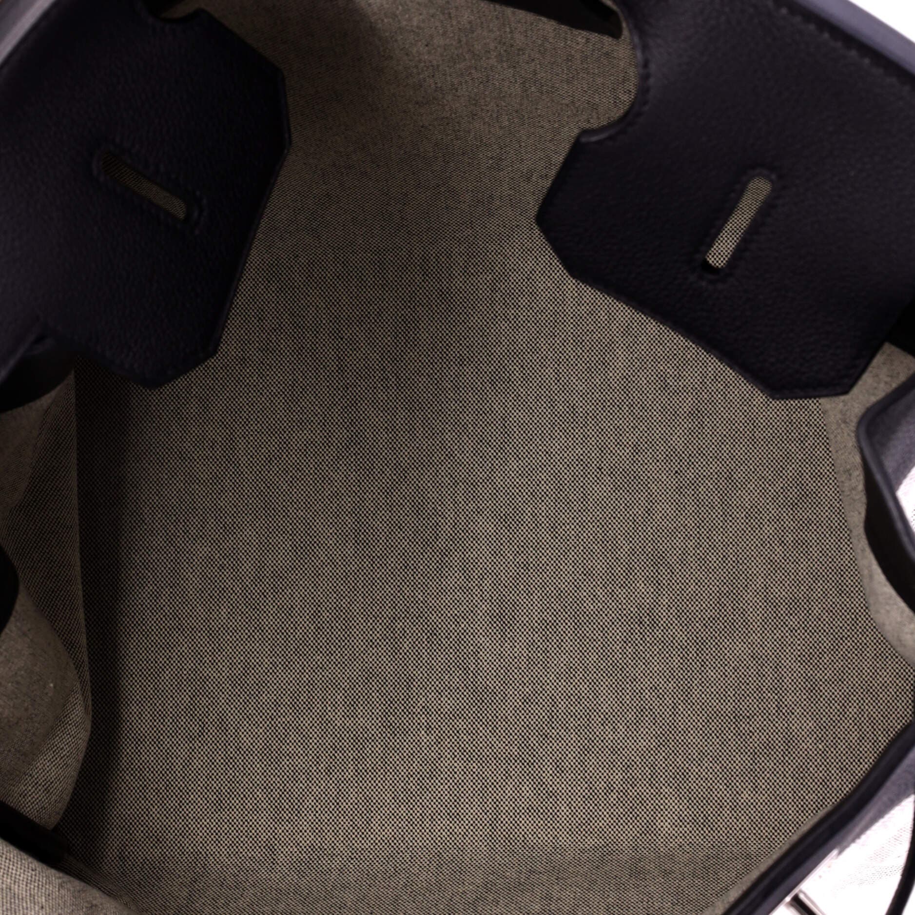 Pre-Owned Hermes HAC Birkin Bag Criss Cross Toile and Black Evercolor with Palladium Hardware 40, Alternate, color, Noir