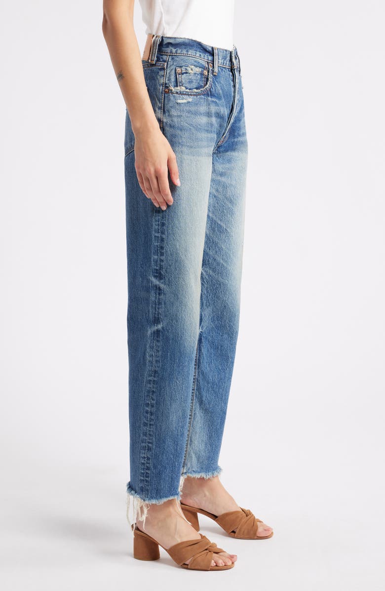 MOUSSY VINTAGE Ridgecrest High Waist Raw Hem Ankle Straight Leg Jeans, Alternate, color, Blue