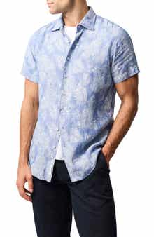 Rodd & Gunn Savill Bay Frond Print Short Sleeve Linen Button-Up Shirt