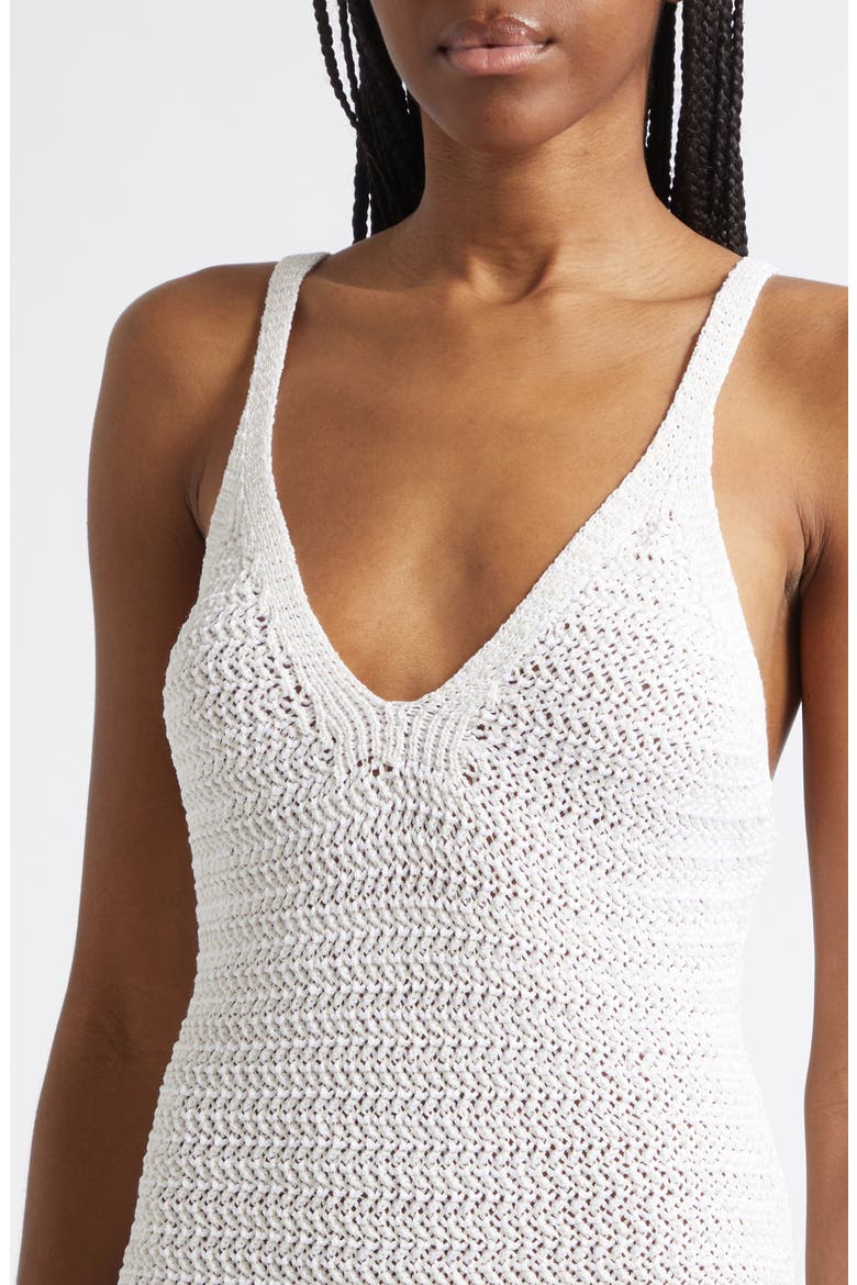 Dentelle V-Neck Sweater Dress, Alternate, color, 0KA NATURAL