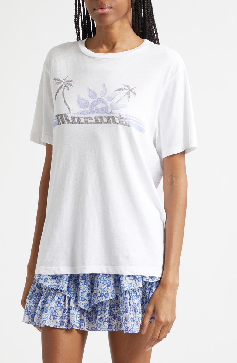 Isabel Marant Étoile Zewel Oversize Cotton Graphic T-Shirt, Alternate, color, White/ Blue