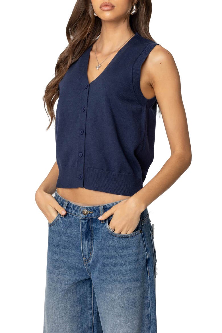 Cam Knit Vest, Alternate, color, NAVY