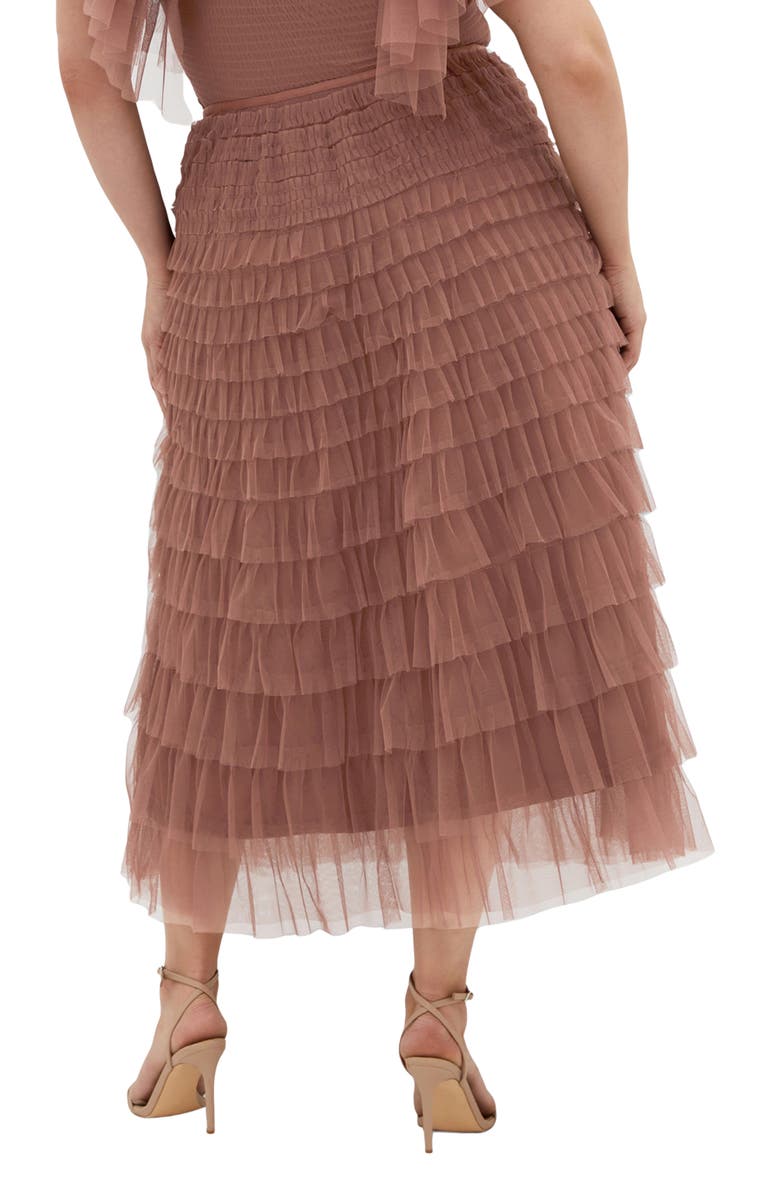 City Chic Averi Tiered Tulle Maxi Skirt, Alternate, color, Roseberry