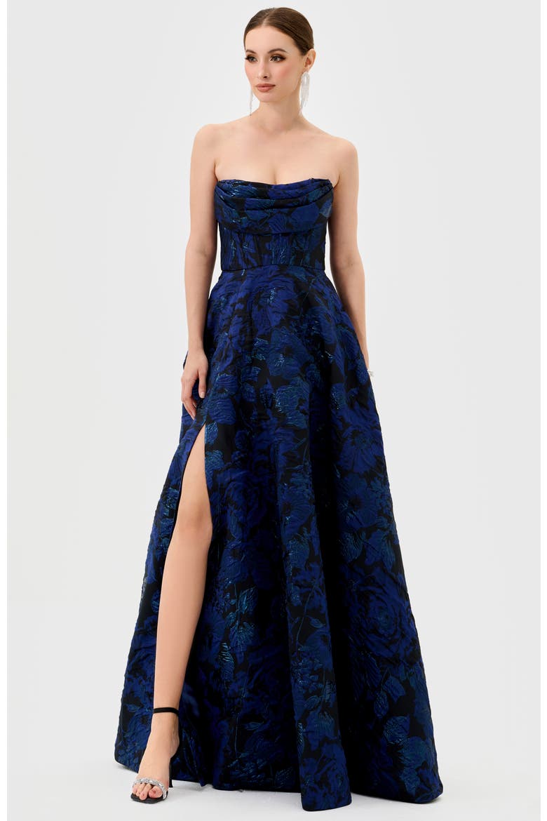 Zafiya Strapless Ball Gown, Main, color, NAVY