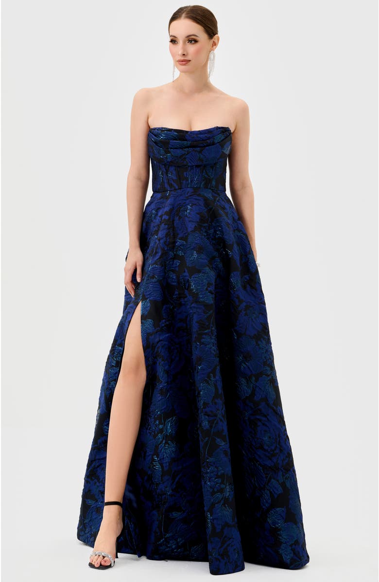 Bariano Zafiya Strapless Ball Gown, Main, color, Navy