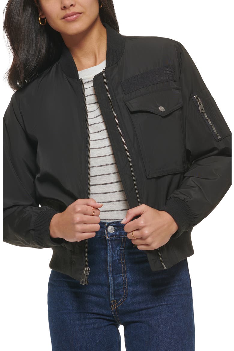 Utility Bomber Jacket, Alternate, color, BLACK