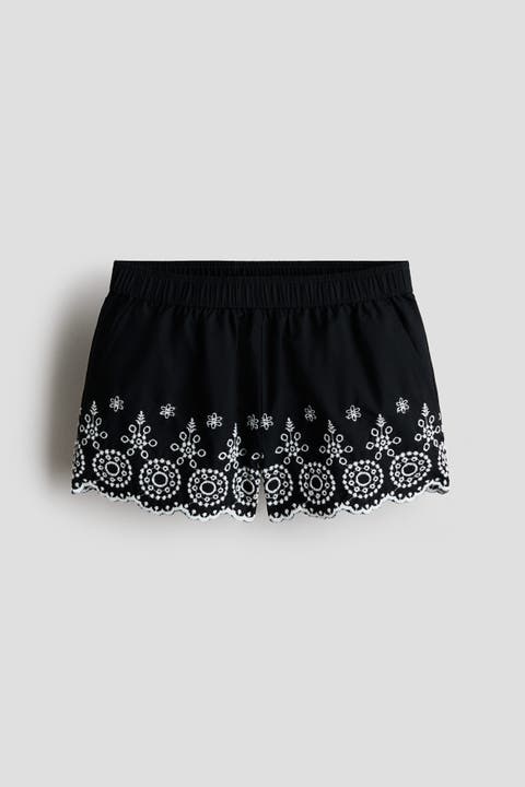 Embroidered Cotton Poplin Shorts