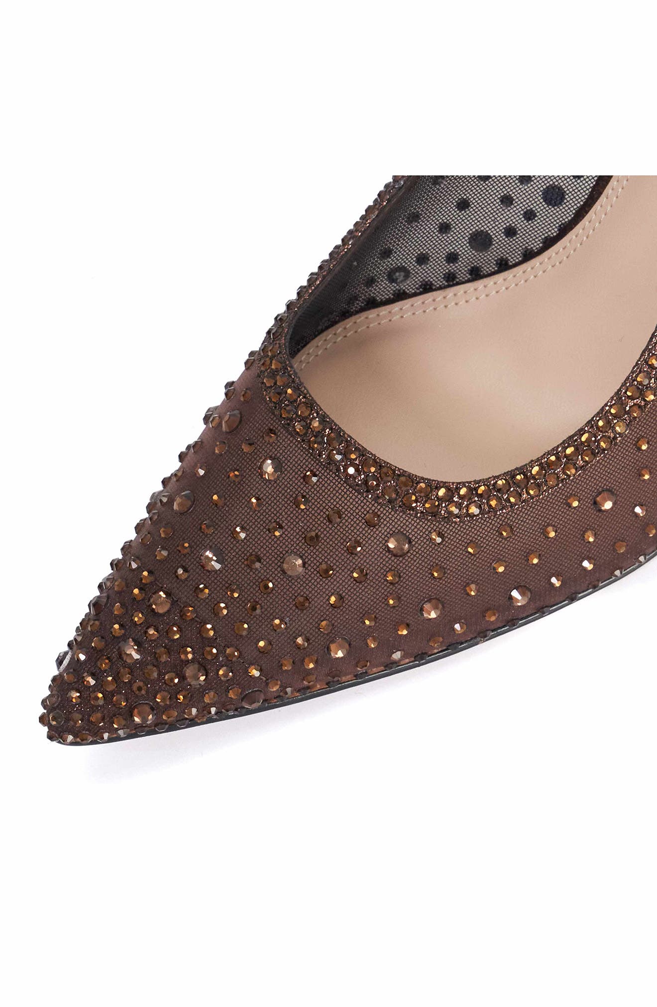 Blingg Crystal Pointed Toe Pump, Alternate, color, BROWN