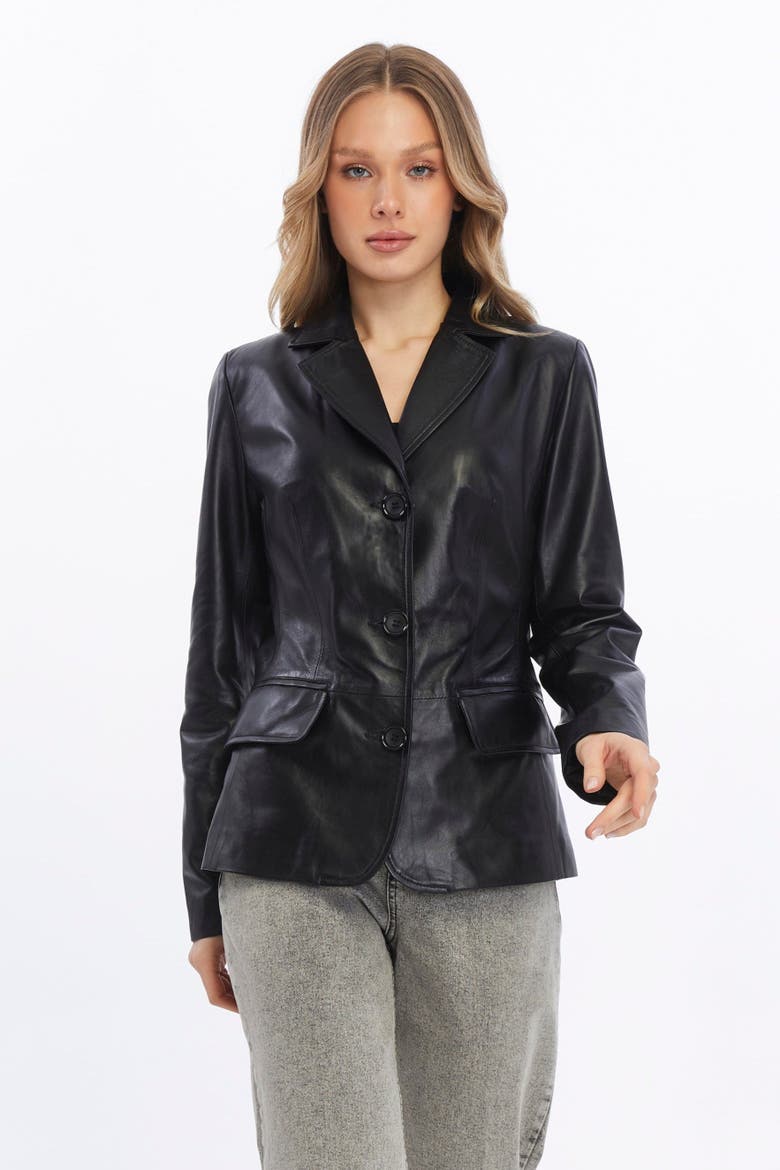 Esther Leather Jacket, Main, color, Black