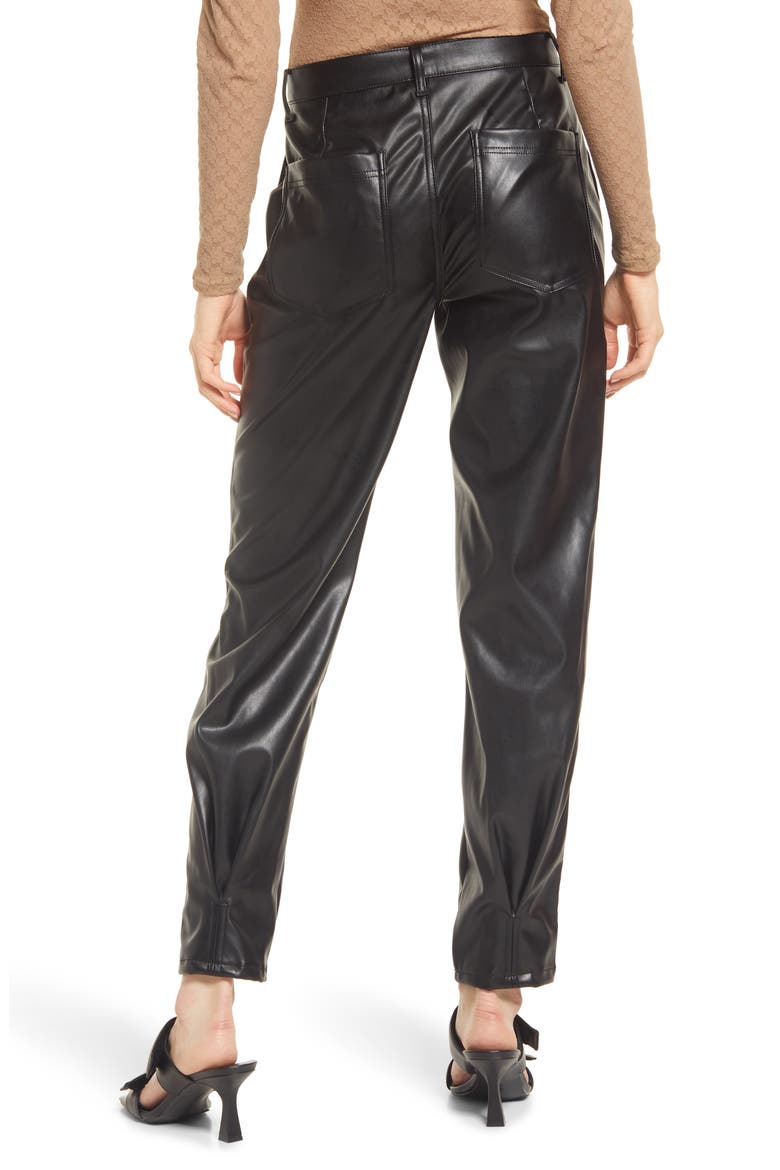 Tapered Leg Faux Leather Pants, Alternate, color, BLACK