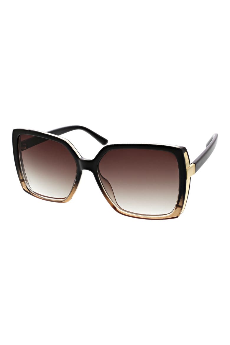 60mm Glam Square Sunglasses, Alternate, color, BLACK TO NUDE