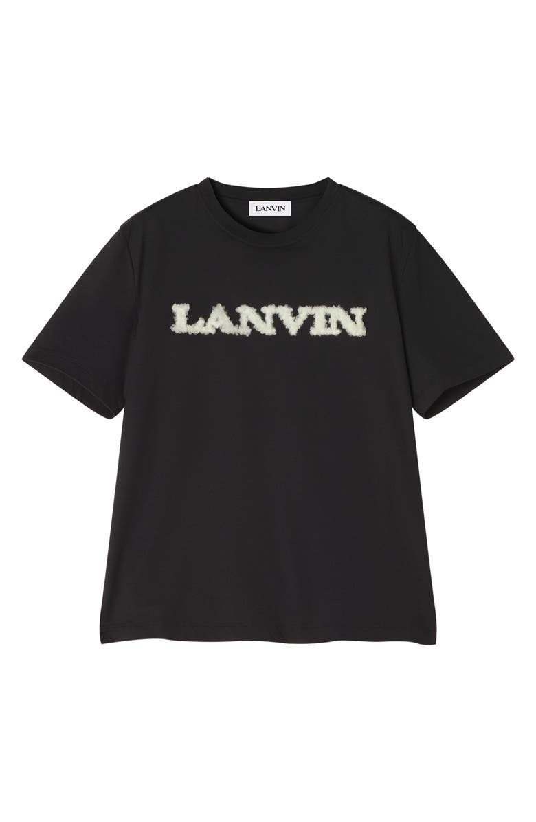 Lanvin Shearling Cotton T-Shirt, Main, color, Black
