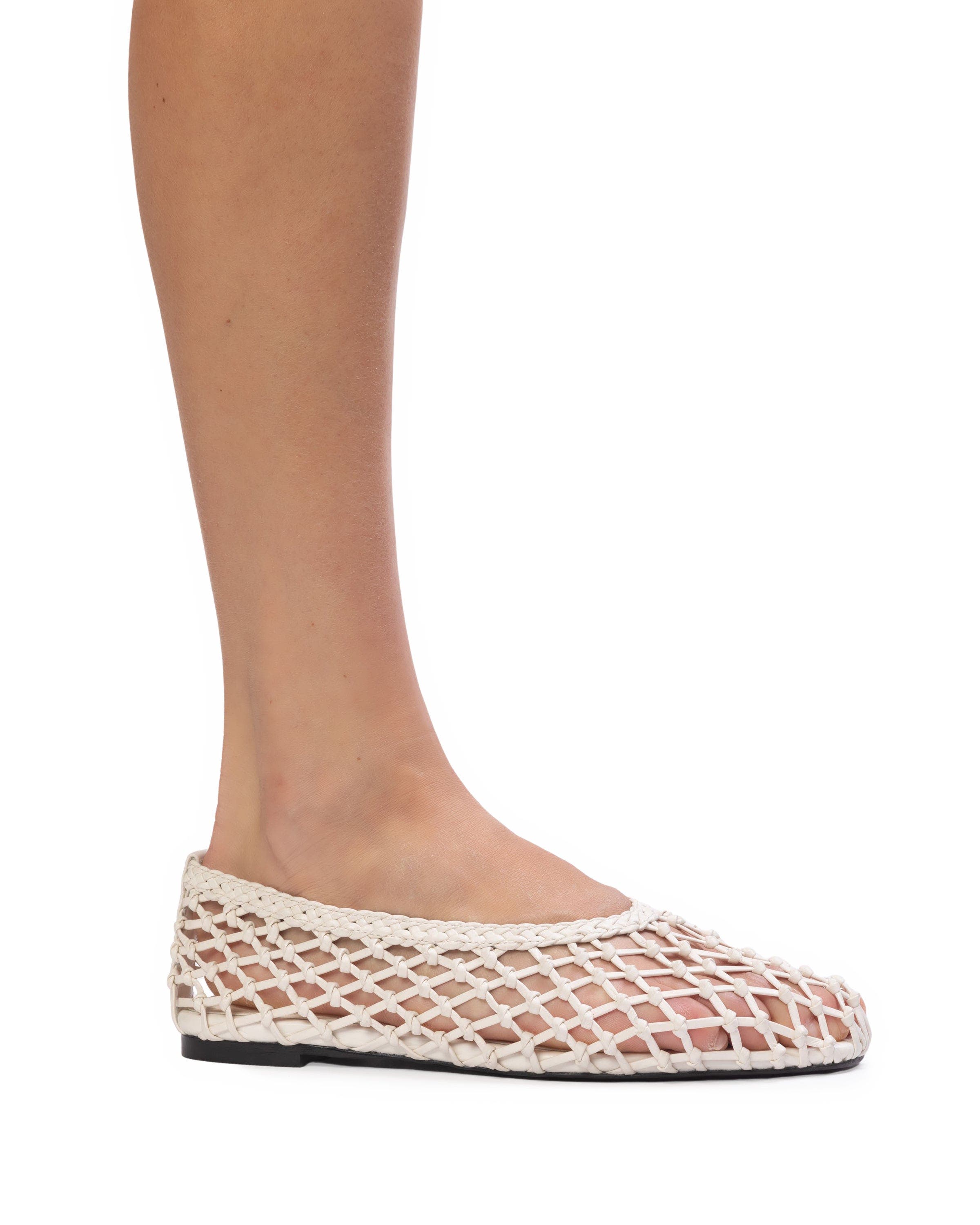 BLACK SUEDE STUDIO Sonia Flat, Alternate, color, Coconut Leather