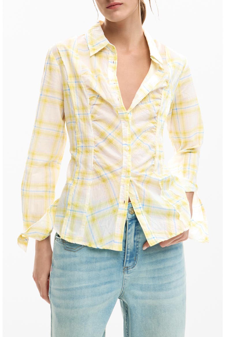 Plaid Woven Shirt, Main, color, YELLOW