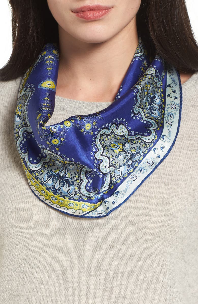 Echo Paisley Lace Diamond Silk Scarf, Main, color, 