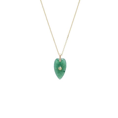 CZ Bezel Elongated Heart Natural Stone Necklace