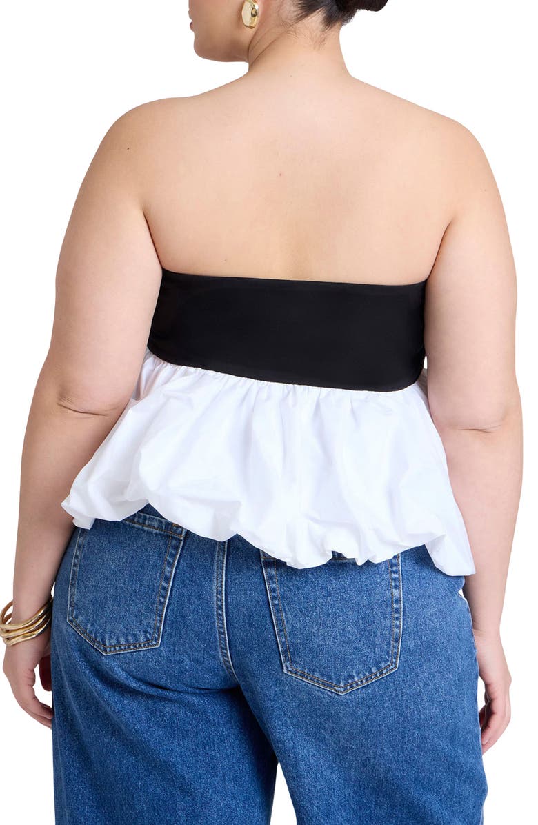 ELOQUII Bubble Hem Strapless Top, Alternate, color, 