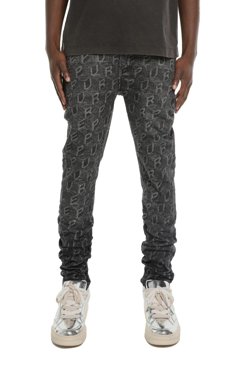 PURPLE BRAND Monogram Print Skinny Jeans, Main, color, Black