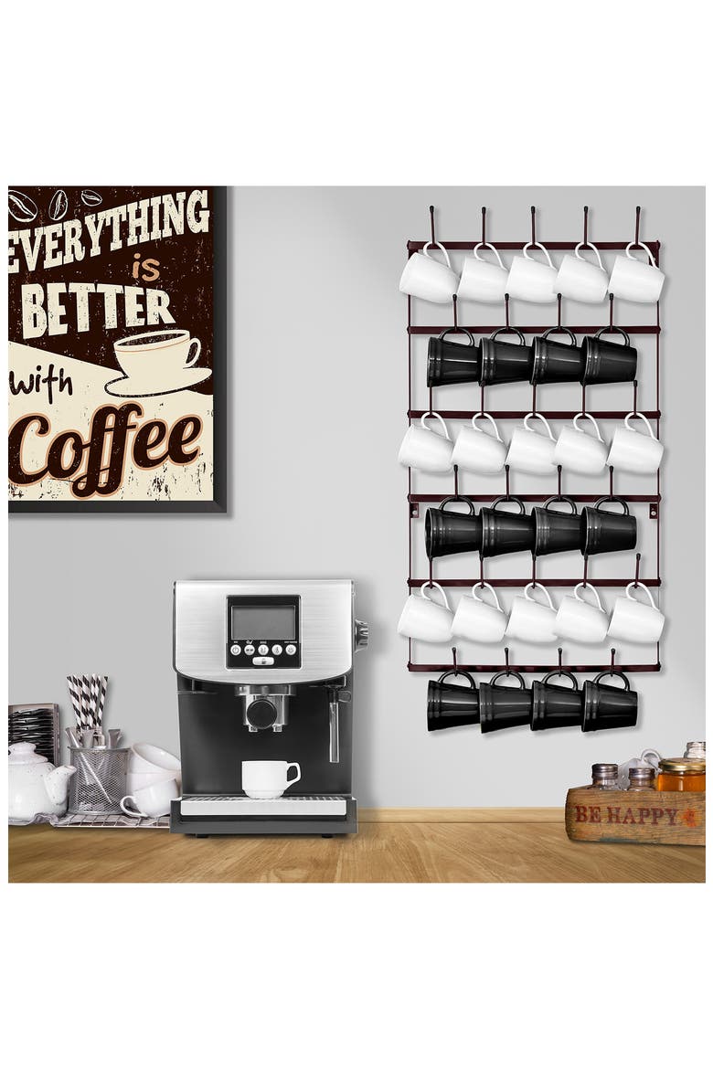 Large 6-Tier Metal Mug Rack, Alternate, color, BROWN