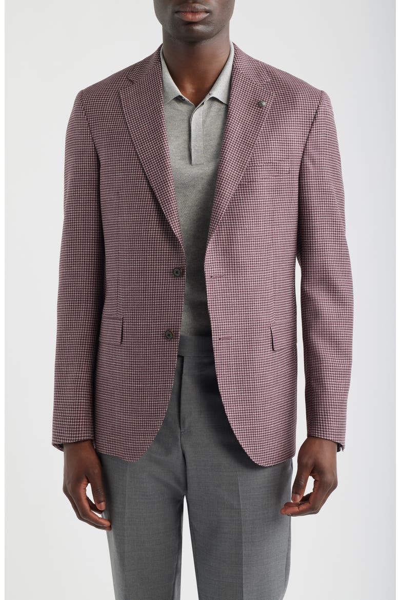 McAllen Micro Houndstooth Wool & Silk Blend Sport Coat, Main, color, BERRY