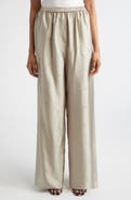 FERRAGAMO Gancini Jacquard Silk Wide Leg Pants