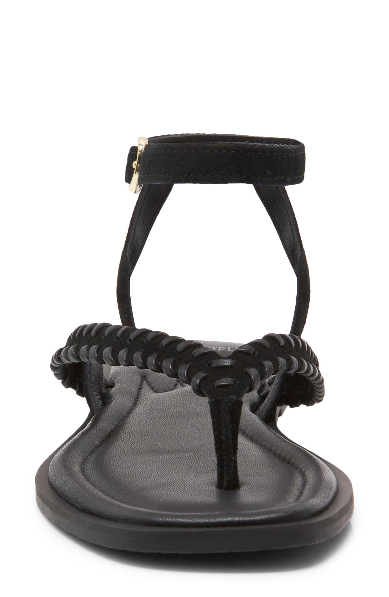 Free People Waverly Whipstitch Ankle Strap Sandal, Alternate, color, Black Tide