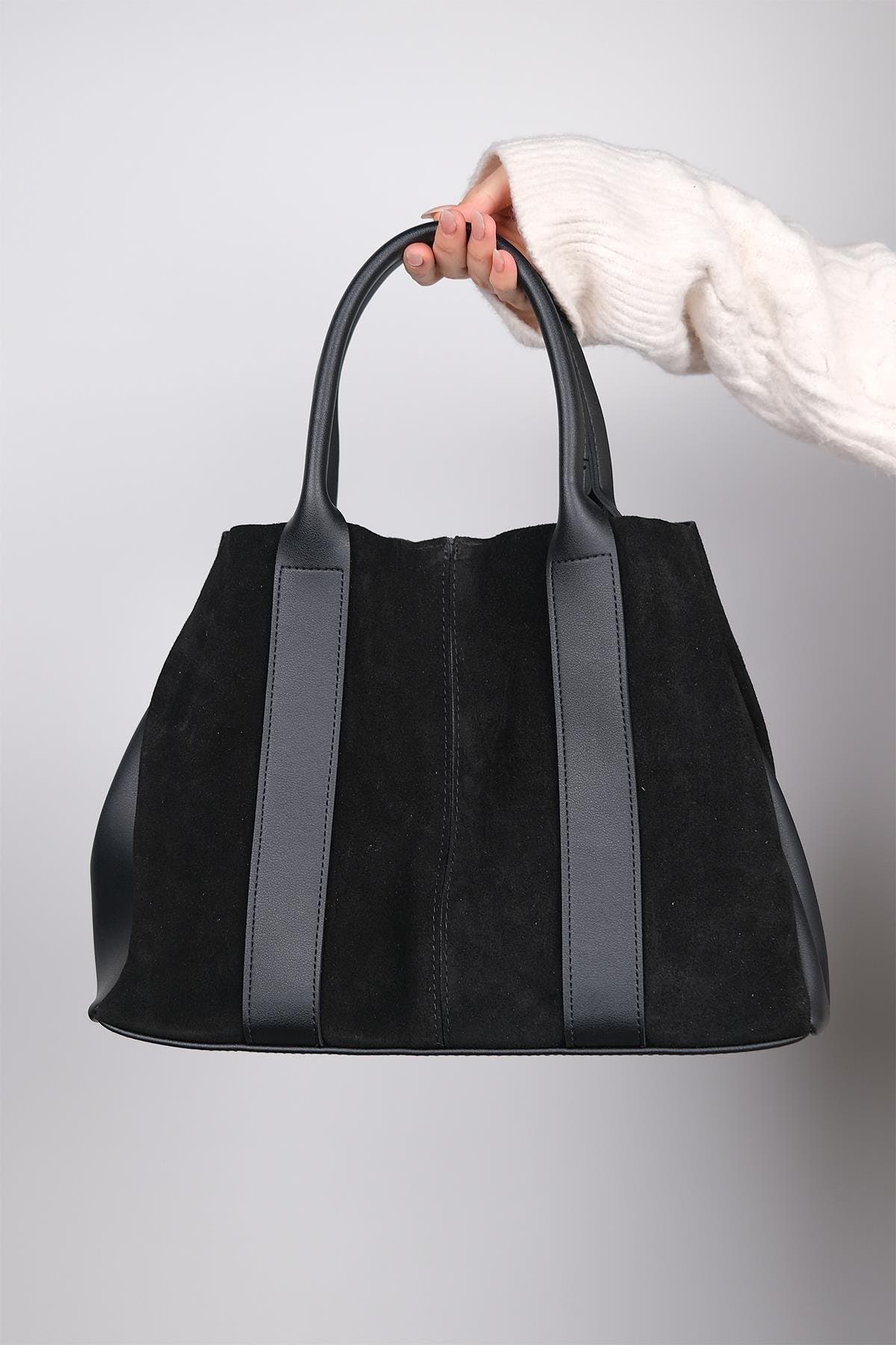 Forever & Always Shoes Thresh Leather Shoulder Bag, Alternate, color, Black Suede