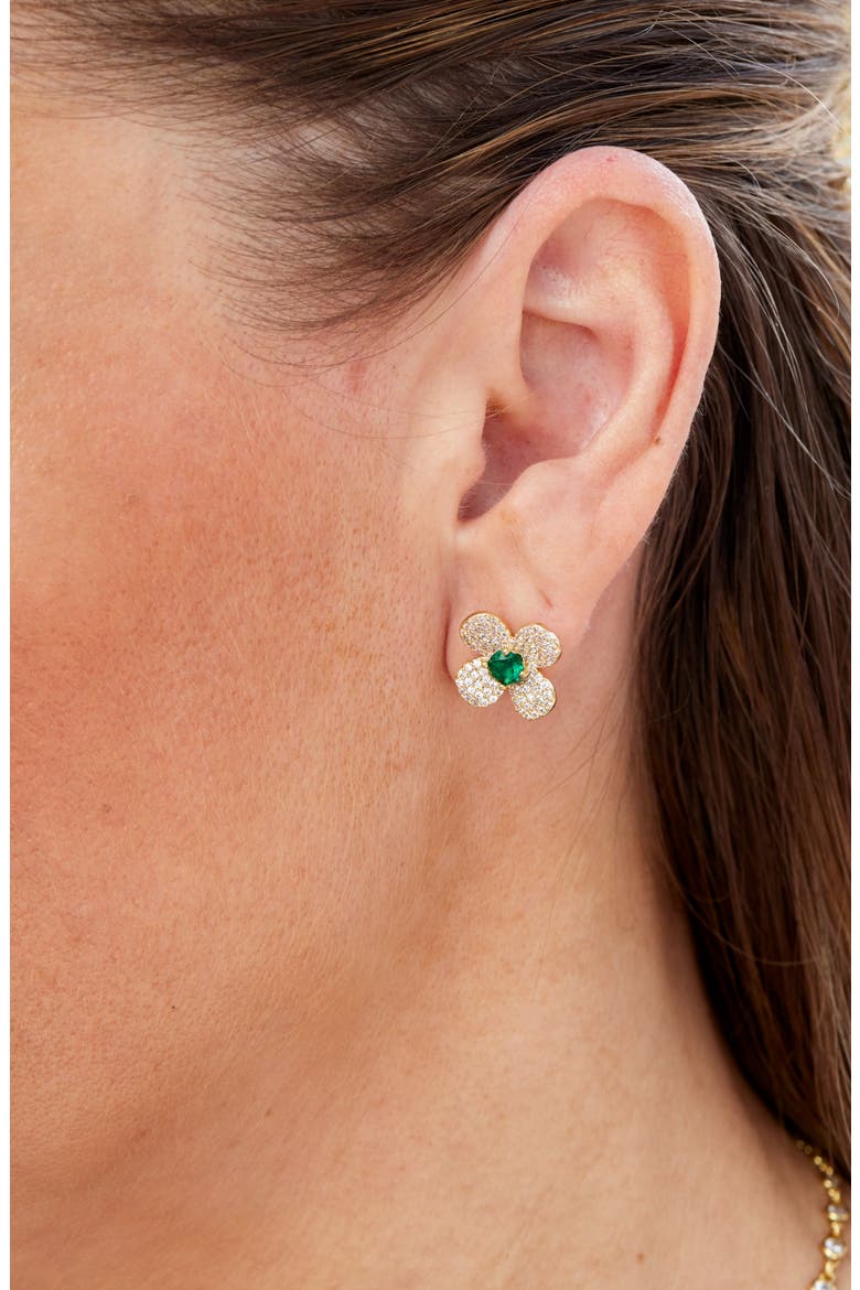 Cubic Zirconia Flower Stud Earrings, Alternate, color, YELLOW