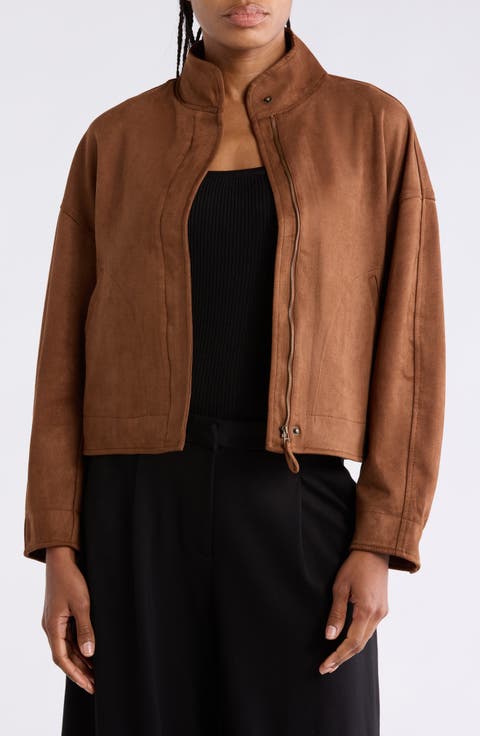 Faux Suede Full Zip Jacket