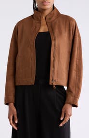 MAX STUDIO Faux Suede Full Zip Jacket