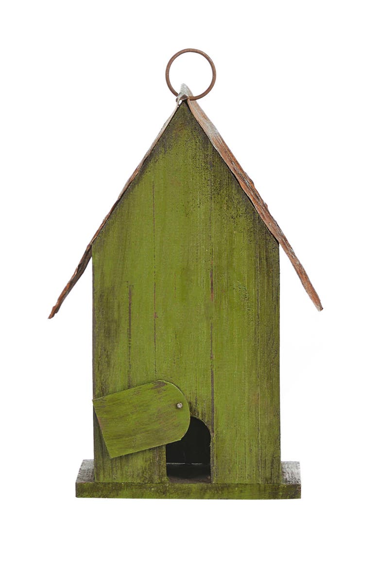 Rustic Garden Distressed Solid Wood Decorative Bird House, Alternate, color, Rust Green