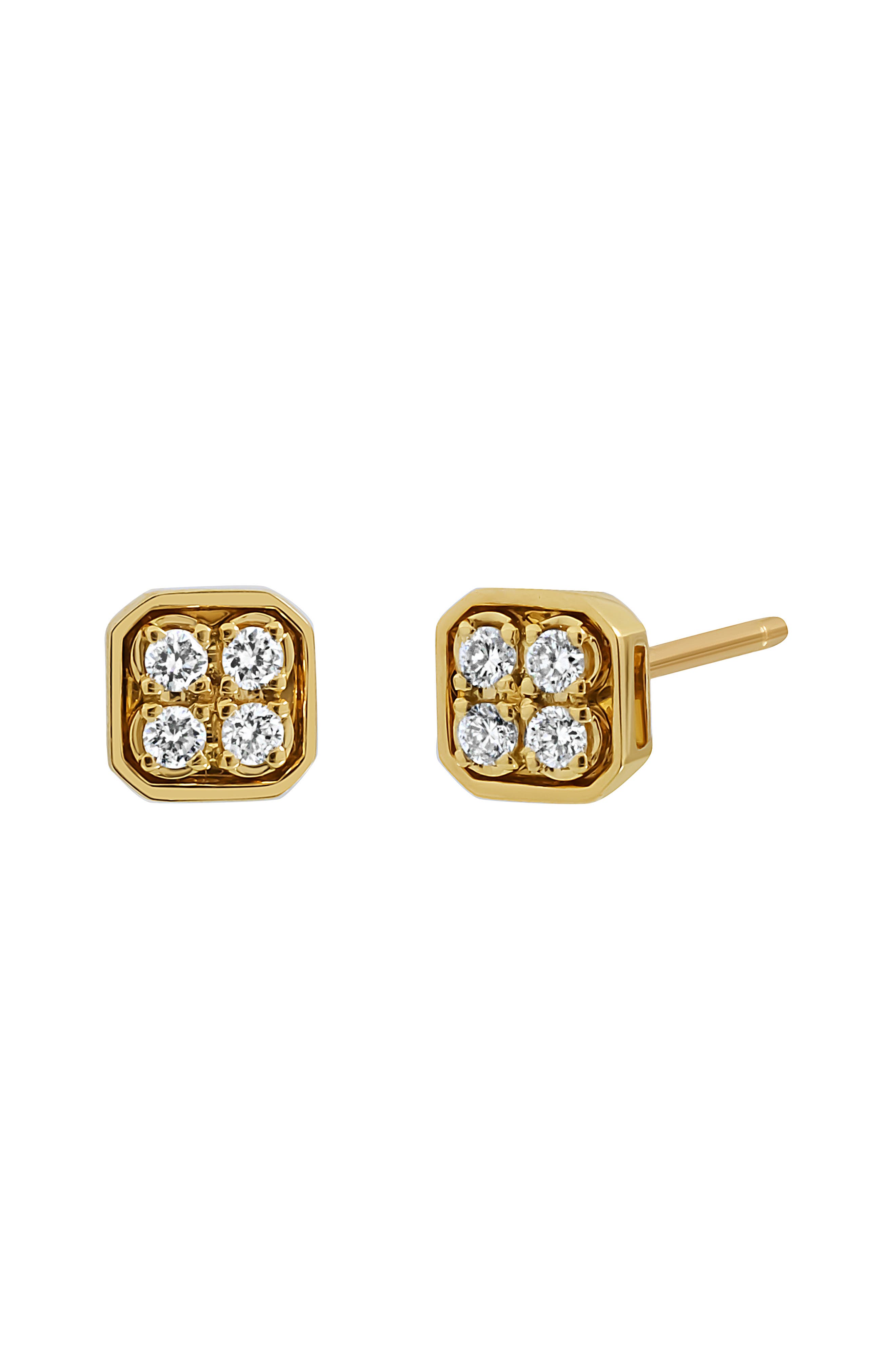 Bony Levy Florentine 18K Gold Diamond Square Stud Earrings