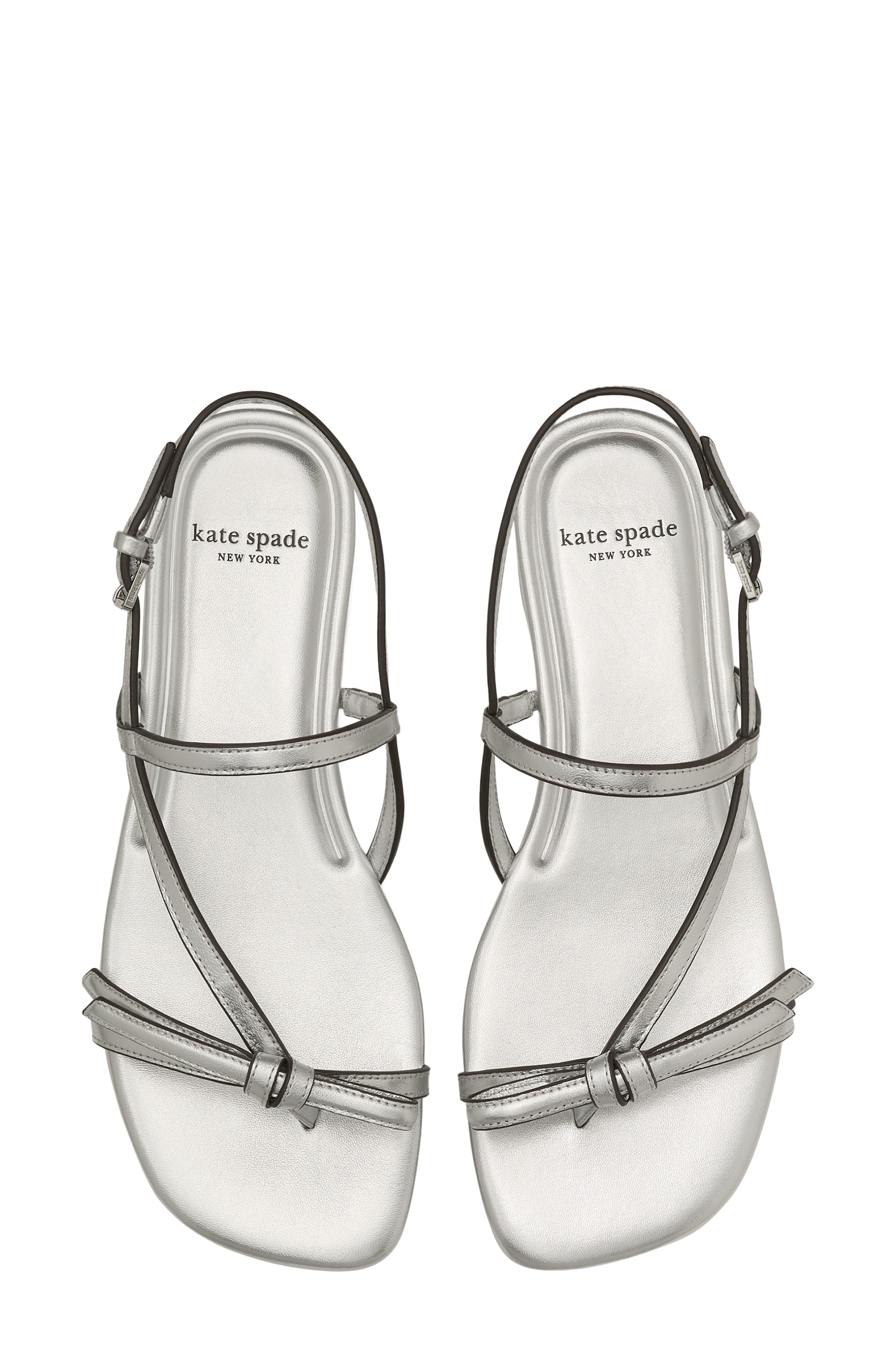 Kate Spade New York loop metallic ankle strap sandal, Alternate, color, Silver