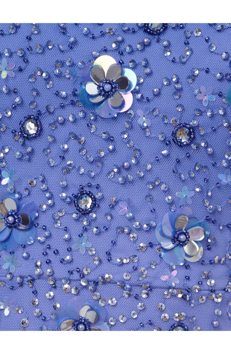 Adrianna Papell Beaded Mesh Flutter Sleeve Cocktail Dress, Alternate, color, Peri Blue