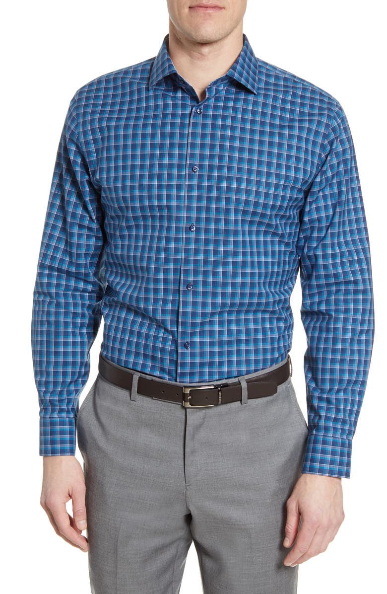 NORDSTROM MEN'S SHOP Trim Fit Non-Iron Plaid Dress Shirt, Main, color, 