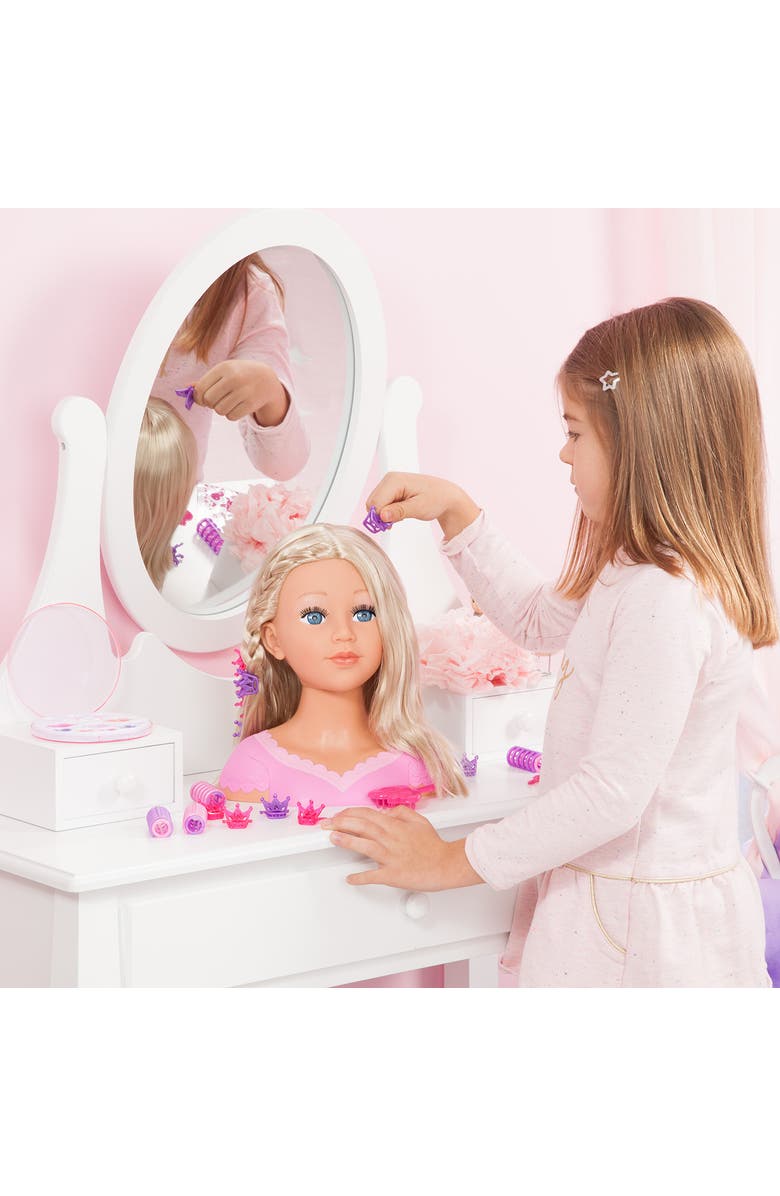 Bayer Design Charlene Styling Head 27cm with Blonde Hair, Makeup and Accessories, Alternate, color, Multicolored